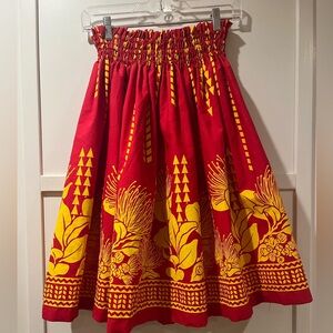 Vibrant Red and Yellow A-Line Skirt
